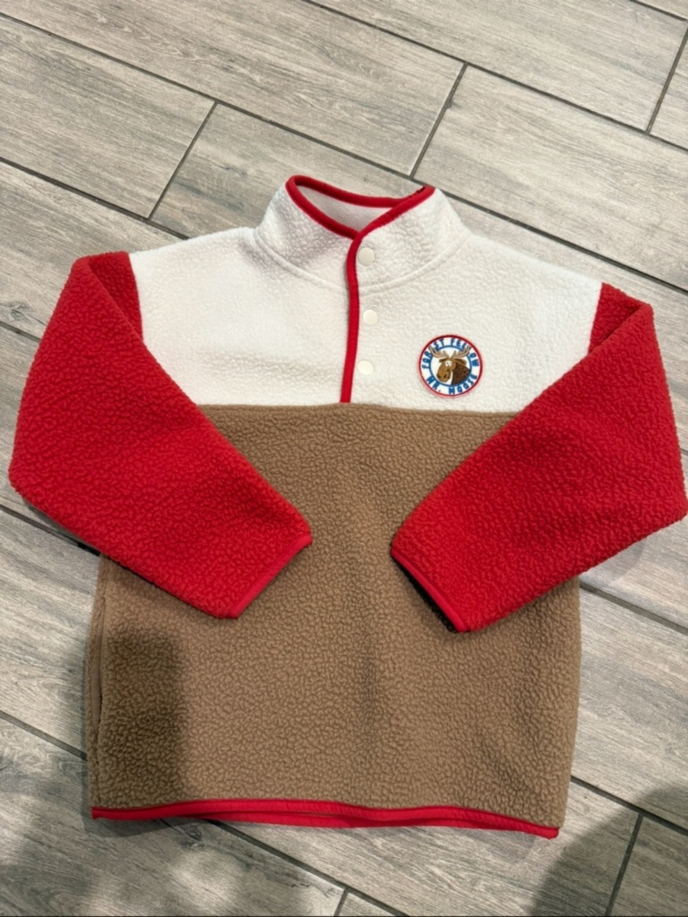 H&M Kids Colorblock Fleece Jacket - Red, beige & Brown
